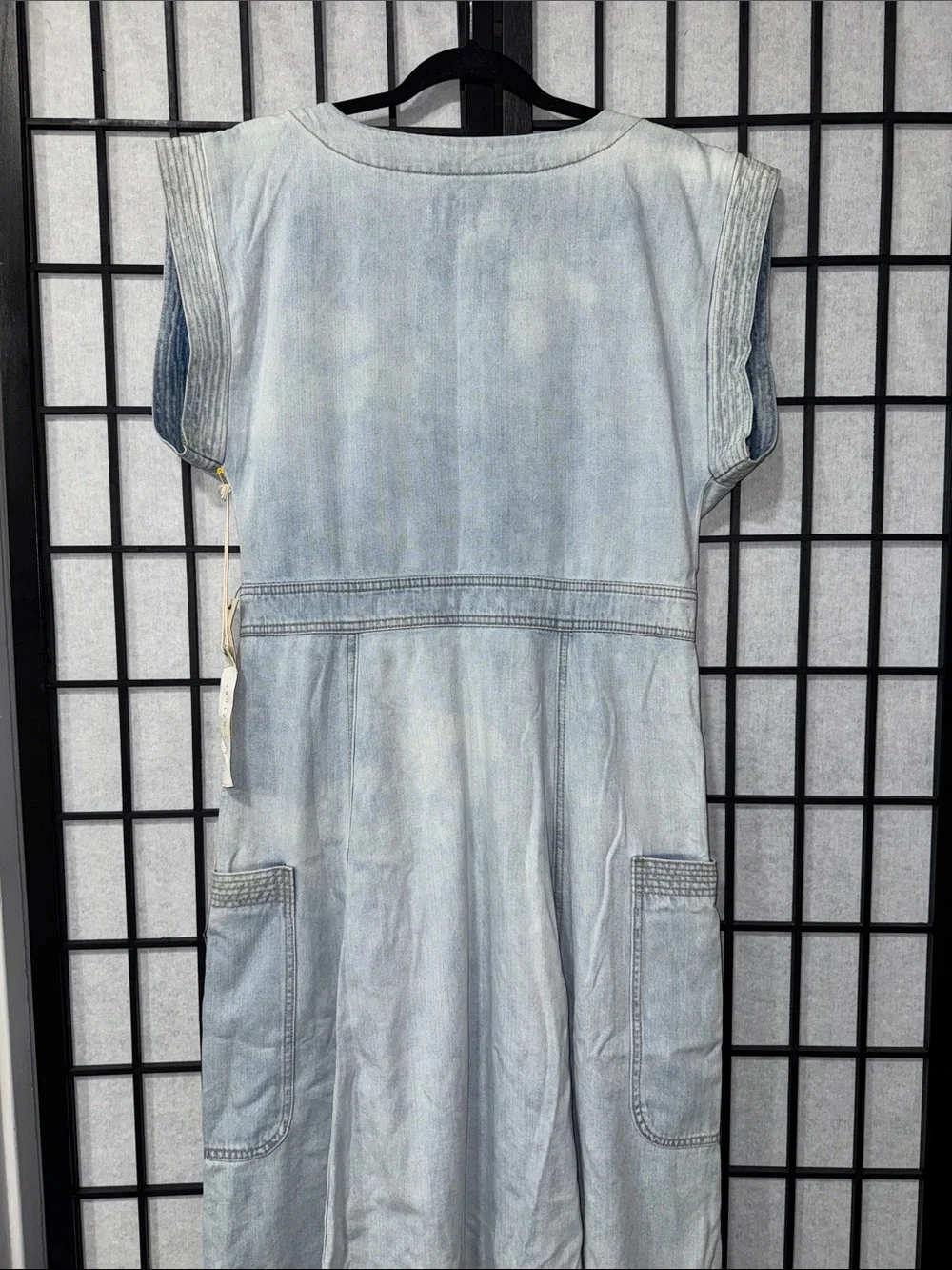 Happy Nature by Kate Hudson Denim Midi Dress 12 Light Wash Button Front Pockets - Picture 10 of 12